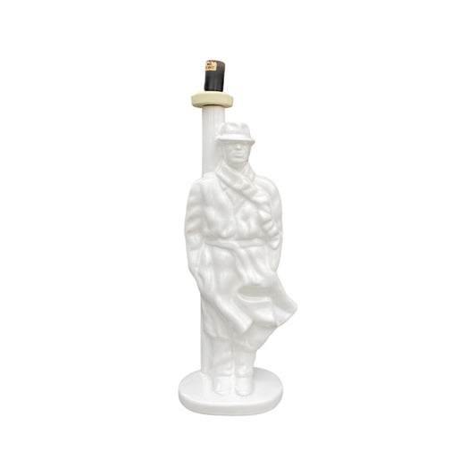 Porcelain table lamp vintage | man in raincoat