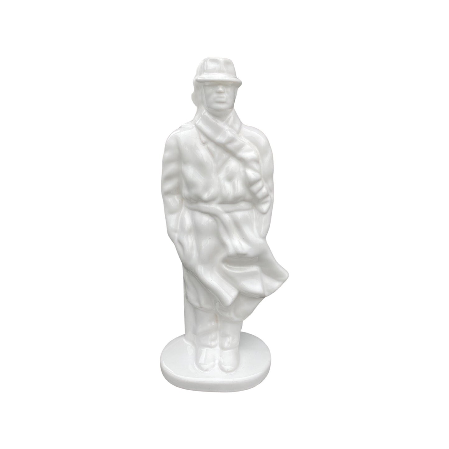 Porcelain table lamp vintage | man in raincoat