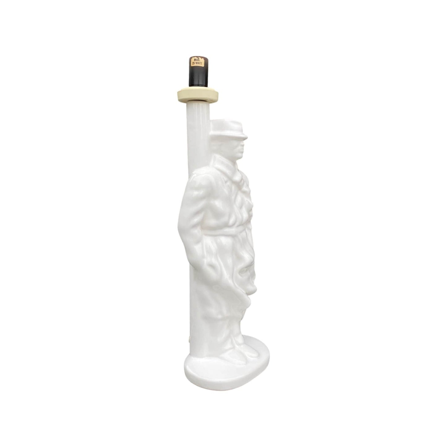 Porcelain table lamp vintage | man in raincoat