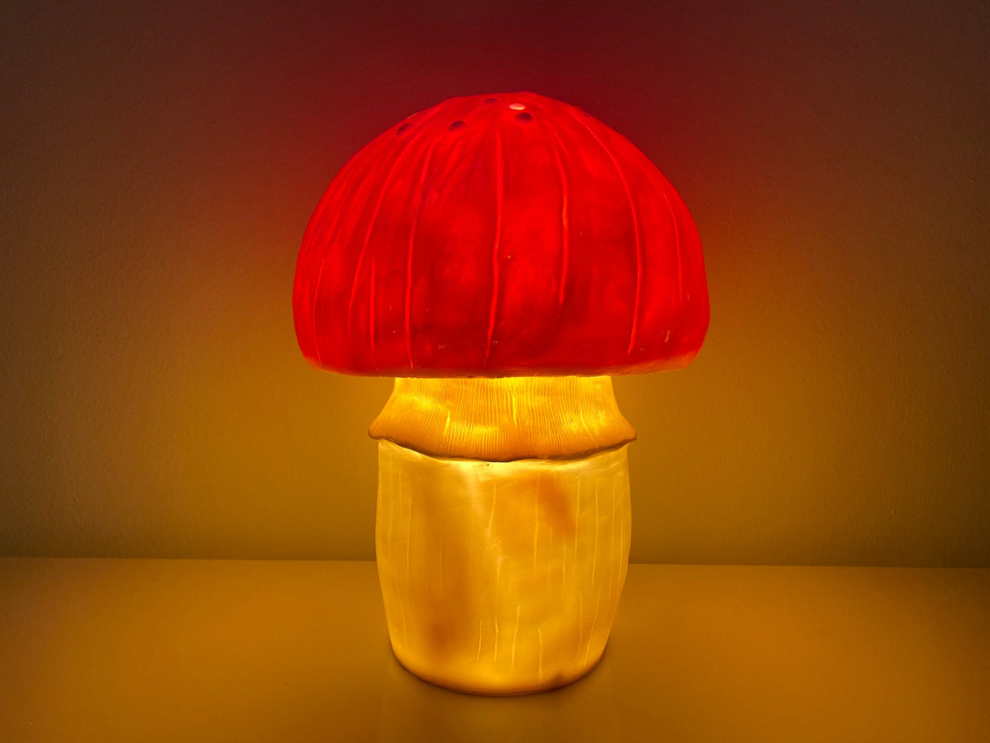 Red Mushroom Lamp Vintage | Round Mushroom Night Light | Heico Mushroom Lamp | Mushroom Pilzlampe Werbung | Retro Mushroom Table Lamp