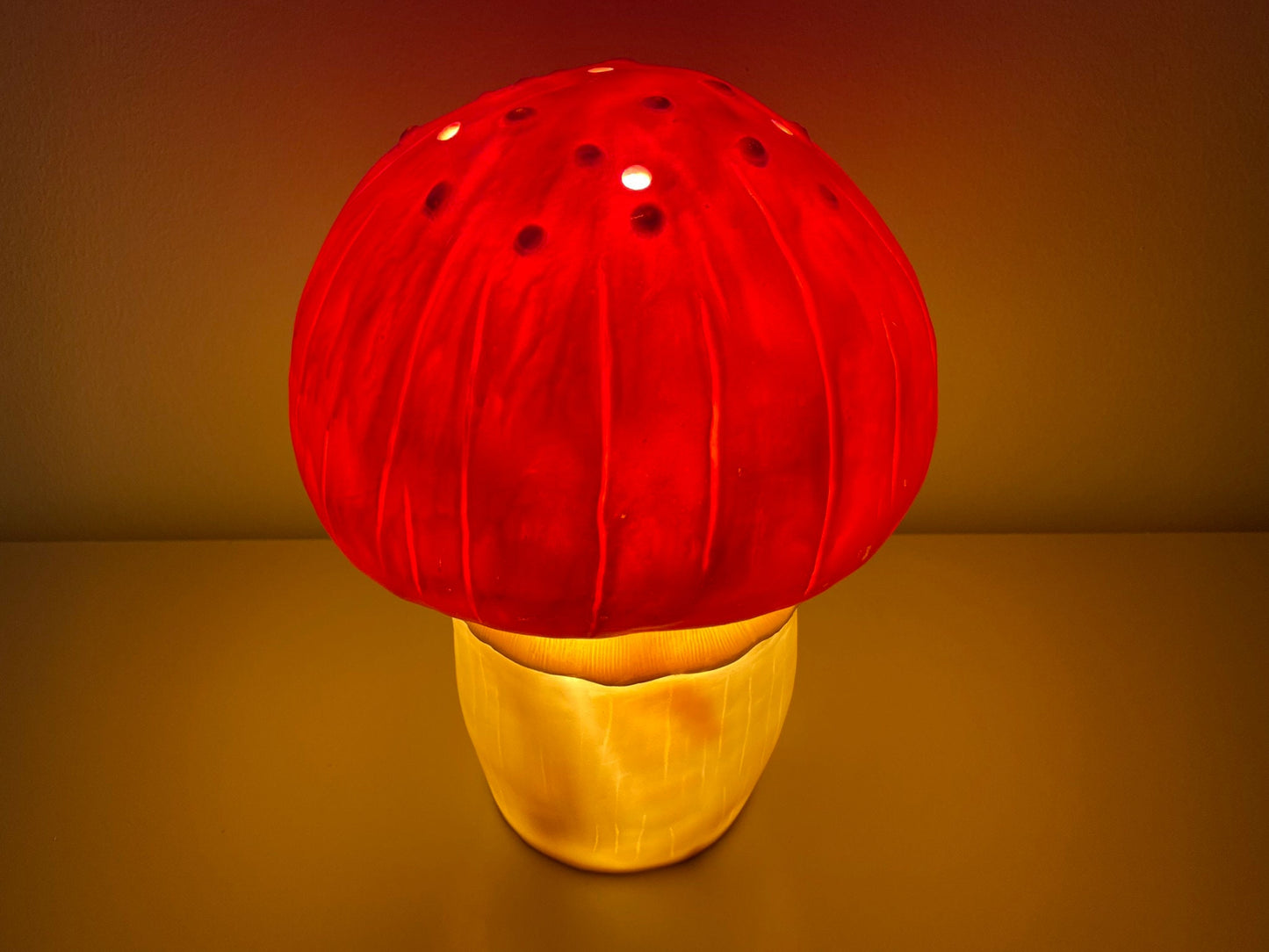 Red Mushroom Lamp Vintage | Round Mushroom Night Light | Heico Mushroom Lamp | Mushroom Pilzlampe Werbung | Retro Mushroom Table Lamp